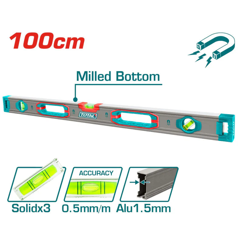 Nivela magnetica cu bula TOTAL 100 cm INDUSTRIAL, 2, atomico.ro