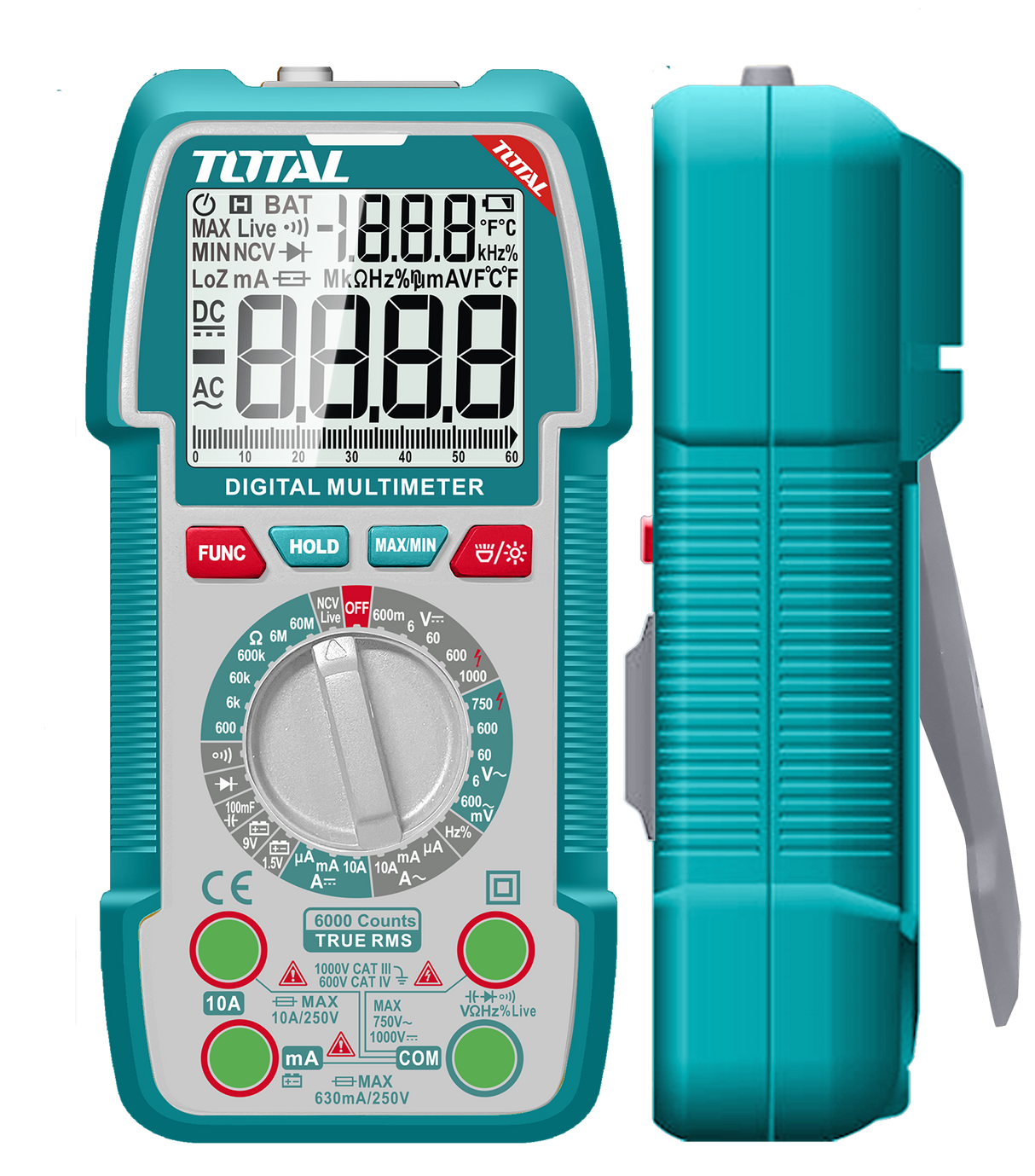 Multimetru digital TOTAL True RMS 6000 counts, tensiune 1000V, curent 10A, NCV, capacitate si frecventa, 1, atomico.ro