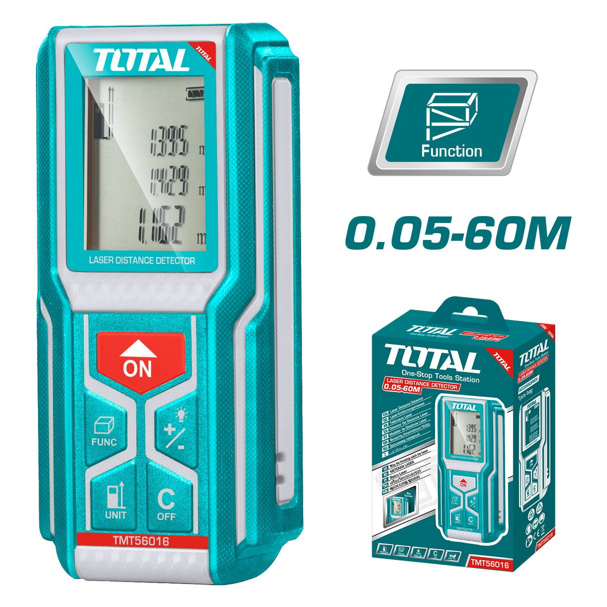 Aparat pentru masurat distanta Total, interval de masurare 0.05 - 60m, impermeabil, IP57, 1, atomico.ro