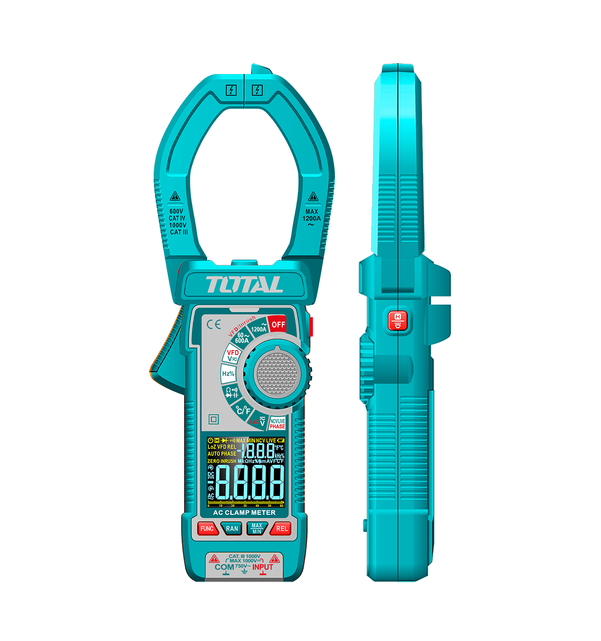 Clampmetru digital TOTAL – True RMS, 6000 count, masurare AC/DC, ecran color, -40°C~1000°C, 1, atomico.ro