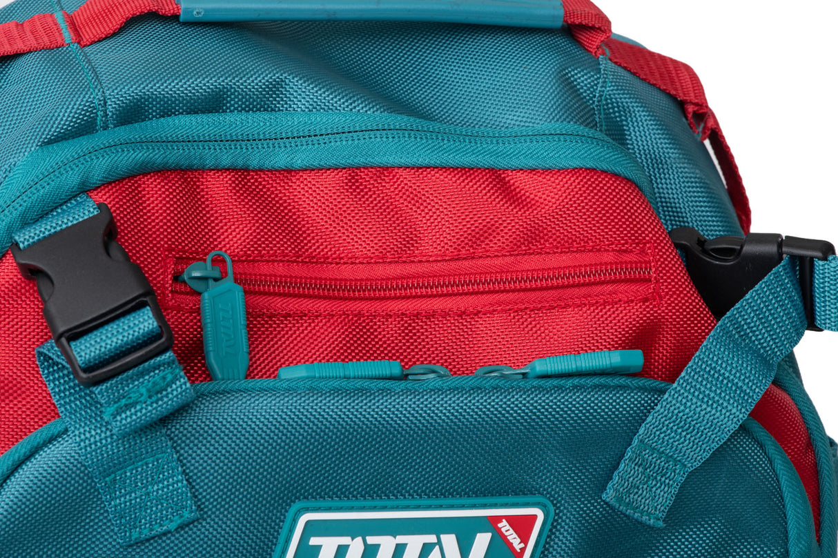 Set transport unelte TOTAL 5 piese rucsac, geanta, vesta, centura, suport bormasina, 8, atomico.ro