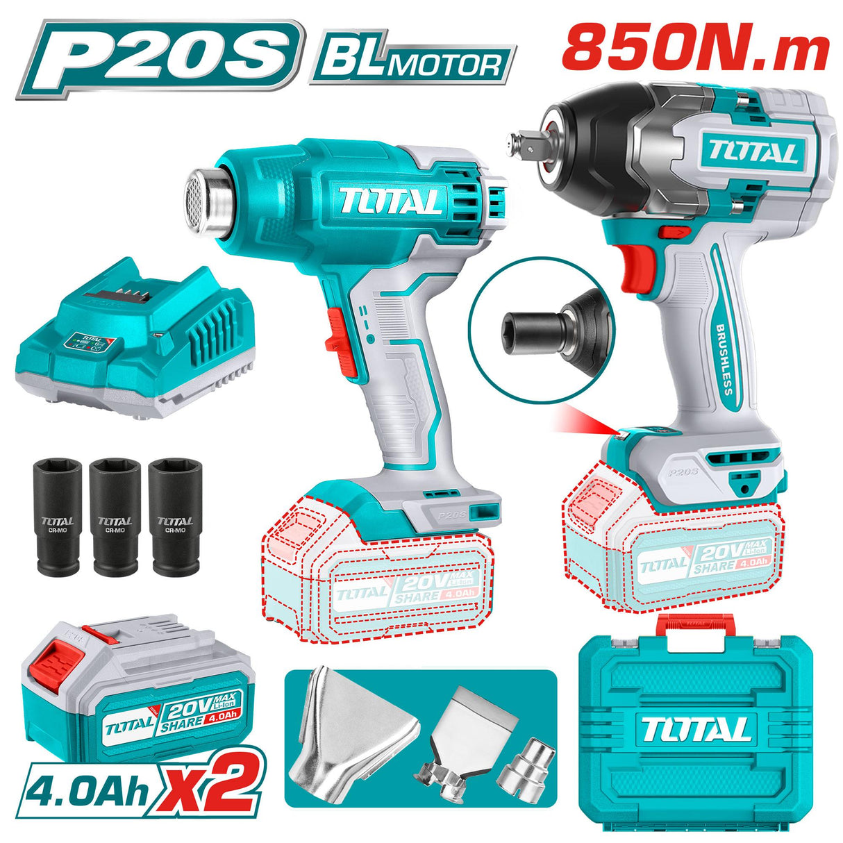 Kit combo TOTAL 20V MASINA DE INSURUBAT, FEON INDUSTRIAL, 2, atomico.ro