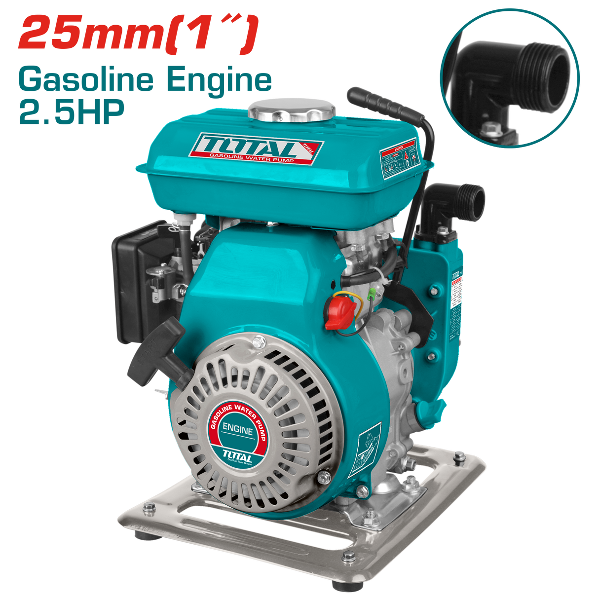 Motopompa TOTAL 1" 2.5 CP, 100 l/min, motor benzina 105 cc, aspiratie 7 m, refulare 16 m, 1, atomico.ro