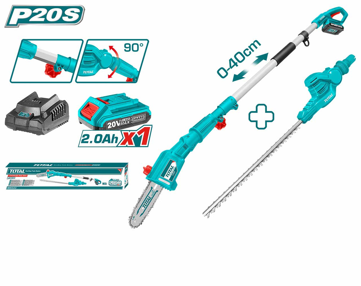 Fierastrau telescopic si trimmmer pentru gard viu Total cu acumulator, 1, atomico.ro