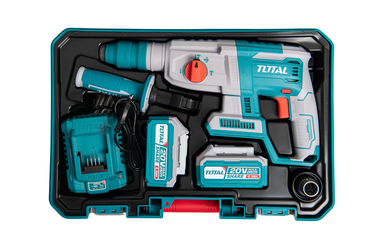 Ciocan rotopercutor pe acumulatori TOTAL, 2j, LI-ION, 20V, motor fara perii INDUSTRIAL, 5, atomico.ro