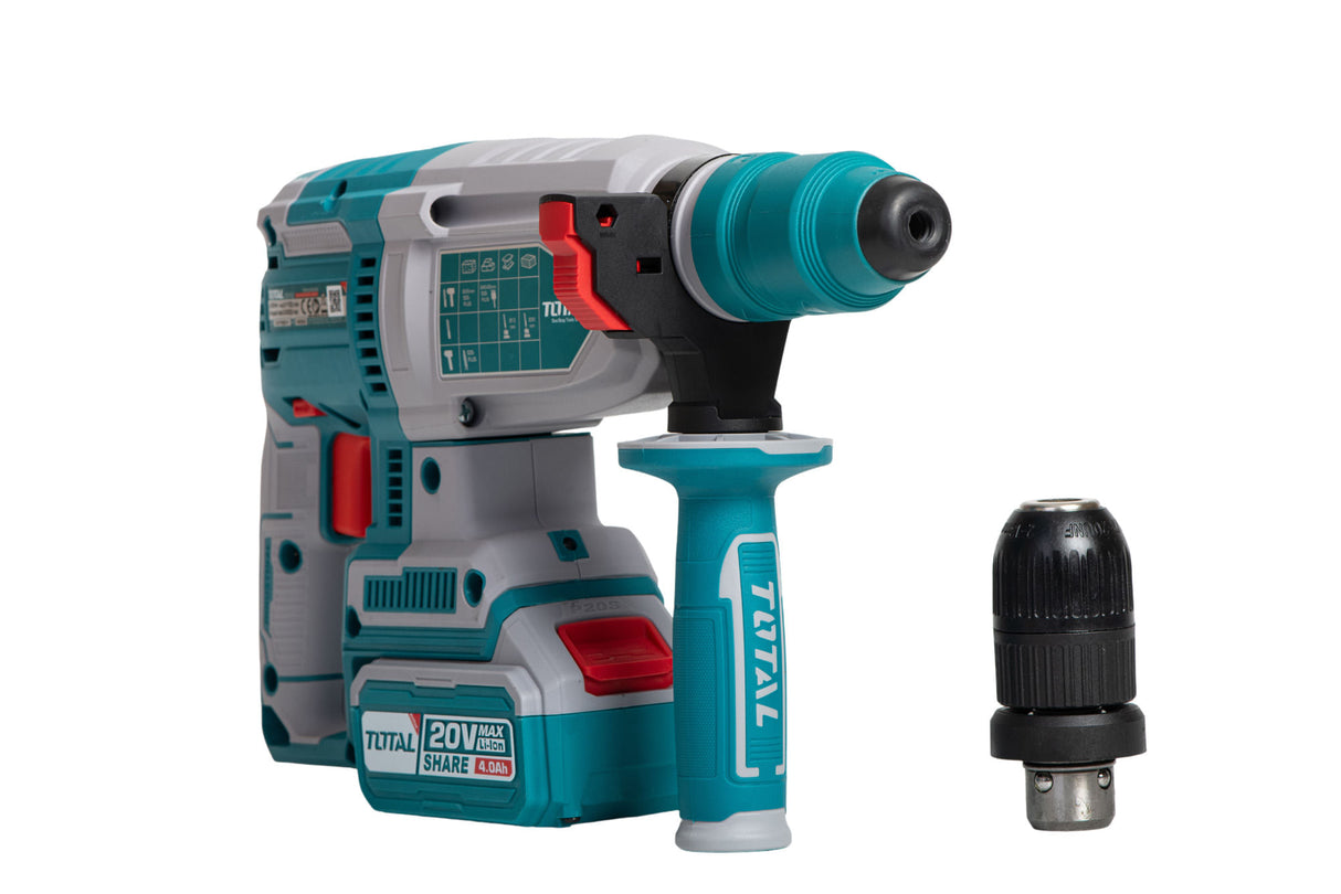 Ciocan rotopercutor pe acumulatori TOTAL, 2j, LI-ION, 20V, motor fara perii INDUSTRIAL, 2, atomico.ro
