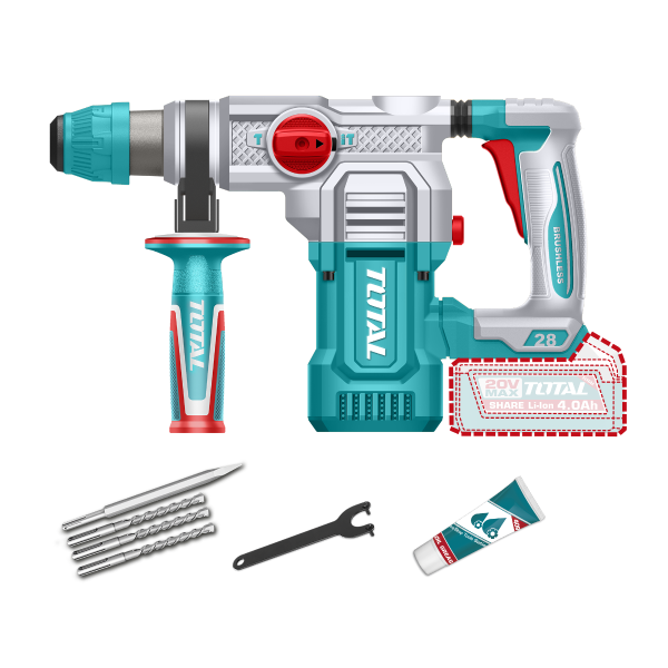 Ciocan rotopercutor TOTAL, Li-Ion 20V, 4.5 J, brushless, SDS Plus, fara acumulator si incarcator, 1, atomico.ro