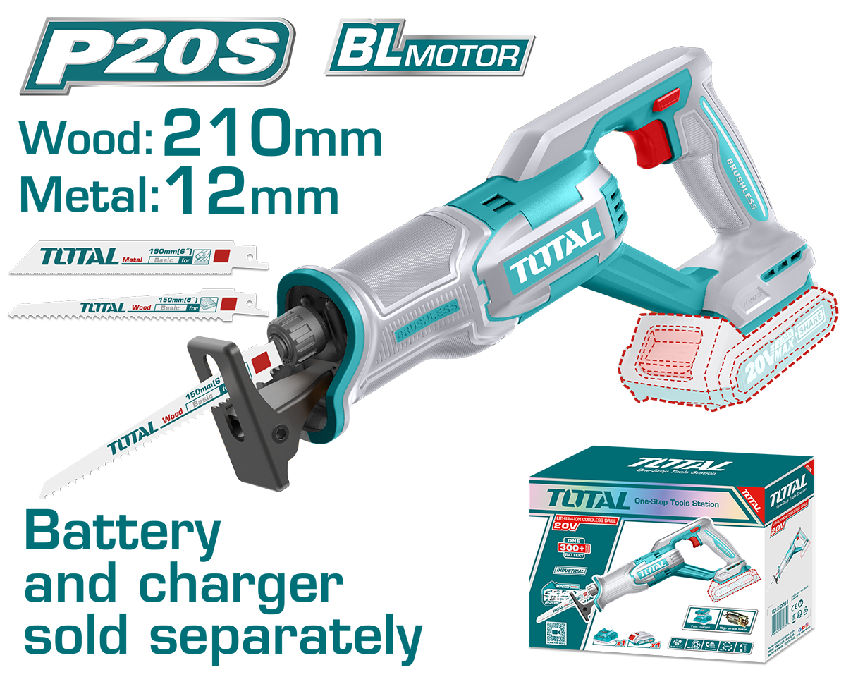 Fierastrau sabie TOTAL 20V Li-Ion, 2800 rpm (nu include bateria si incarcatorul), 6, atomico.ro