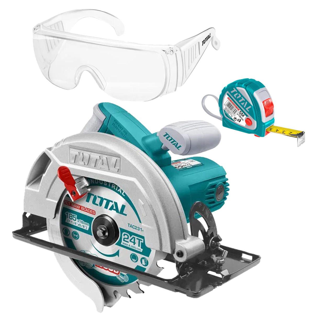 Fierastrau circular de mana TOTAL Industrial, 185mm, 1400W cadou ruleta si ochelari, 1, atomico.ro