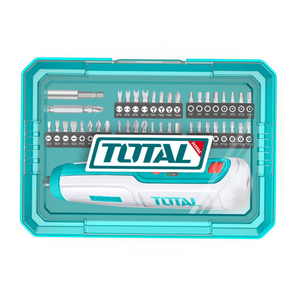 Surubelnita electrica TOTAL 4V, 1/4" HEX, 5 Nm, USB-C, set 42 biti inclusi, 2, atomico.ro
