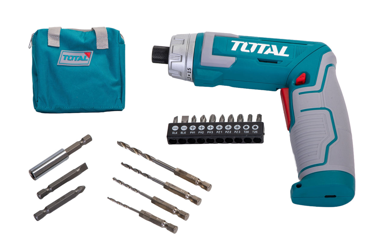 Surubelnita electrica TOTAL 8V LI-ION +ACCESORII, INCARCARE USB, 5, atomico.ro
