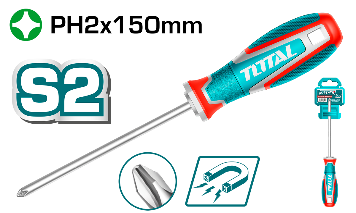 Surubelnita TOTAL Industrial Phillips PH2, 6.0 mm, 150 mm, S2, 4, atomico.ro