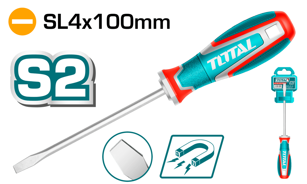Surubelnita dreapta Total (Industrial), S2 , diametru lama 4.0mm, lungime lama 100mm, 2, atomico.ro