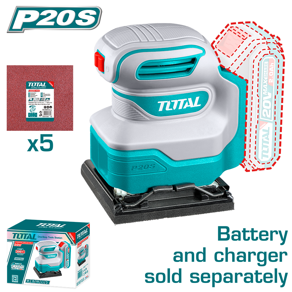 Slefuitor 20V TOTAL, dimensiunea bazei 110x100 mm(nu include acumulator si incarcator), 2, atomico.ro