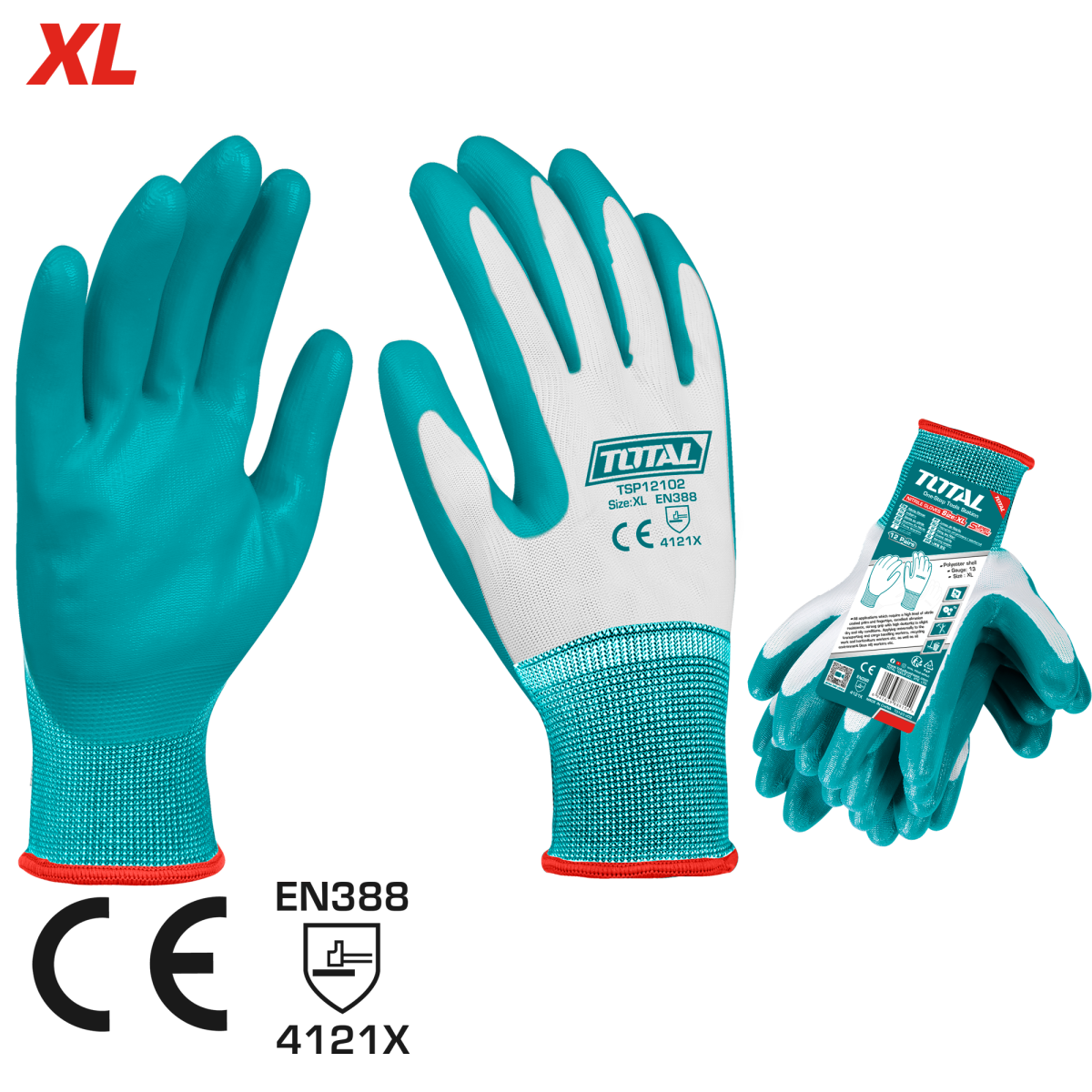 Manusi de protectie TOTAL din nitril + textil, marimea XL, 1, atomico.ro
