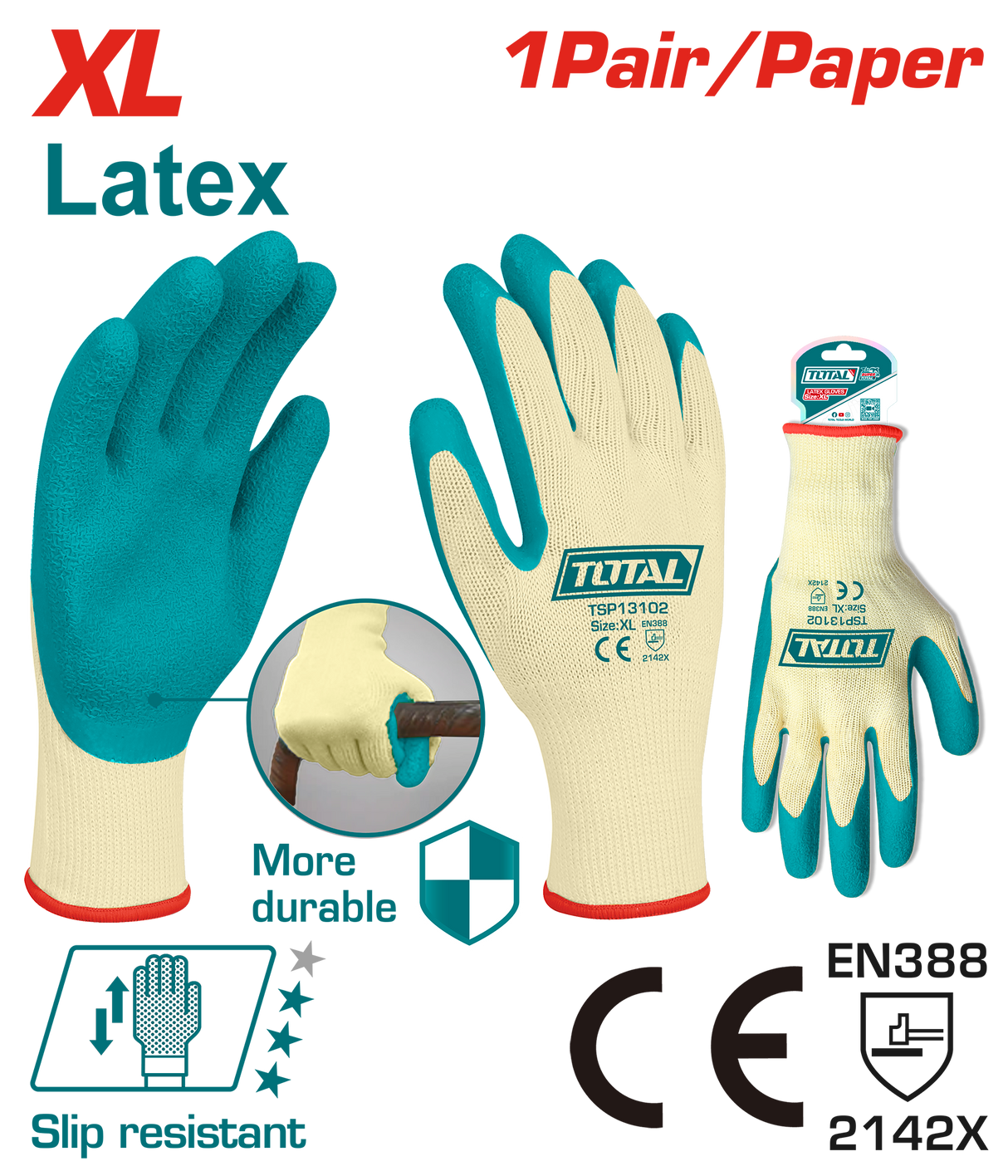Manusi de protectie TOTAL, latex si textil, marime XL, antiderapante, 1, atomico.ro