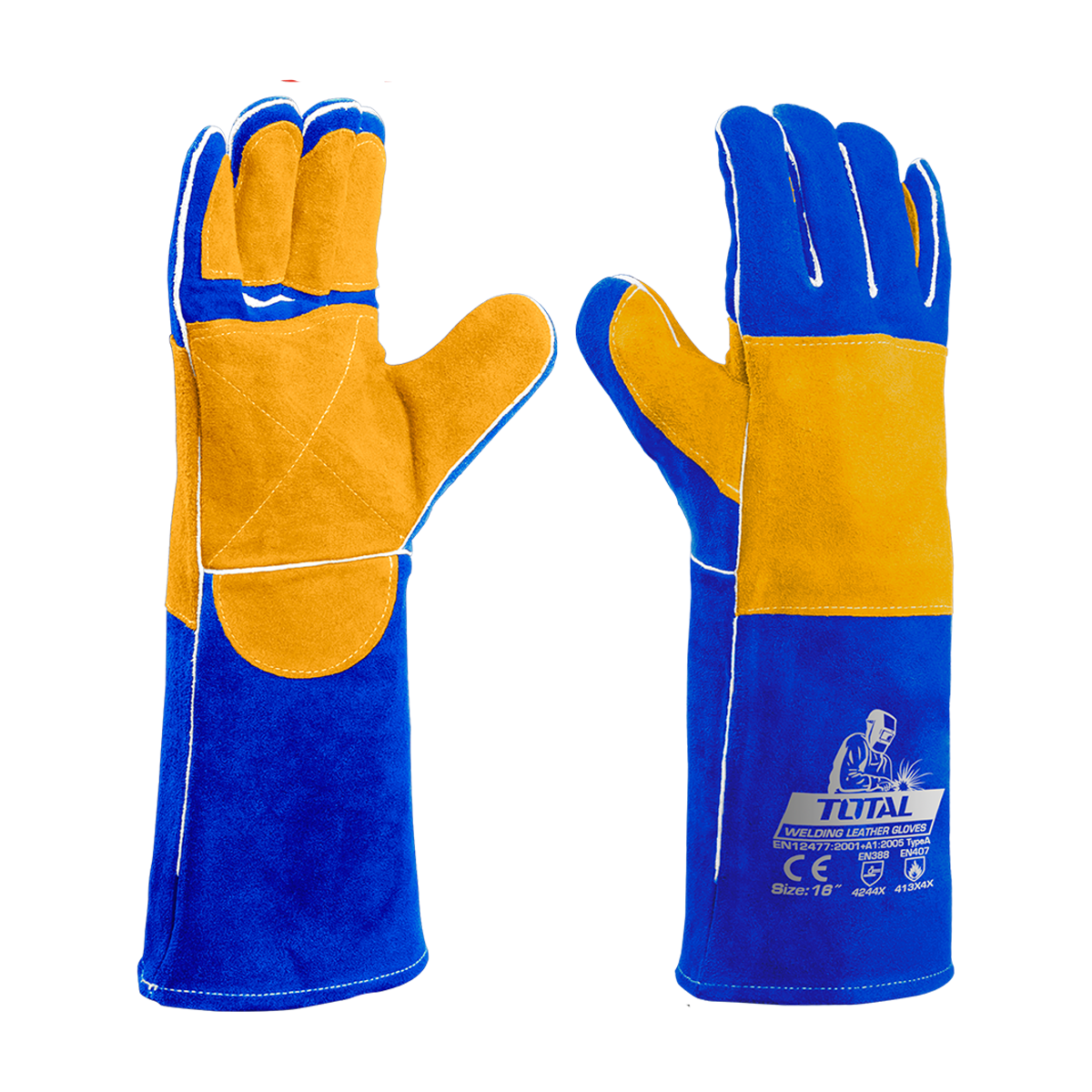 Manusi sudor TOTAL 16" – Piele groasa, rezistenta 350°C, cusaturi Kevlar, 1, atomico.ro