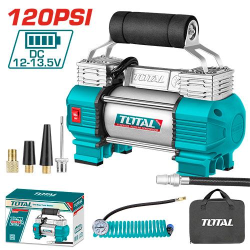 Compresor auto TOTAL 12V, 8 bar, 45 l/min, cilindru dublu, furtun 3 m, geanta inclusa, 6, atomico.ro