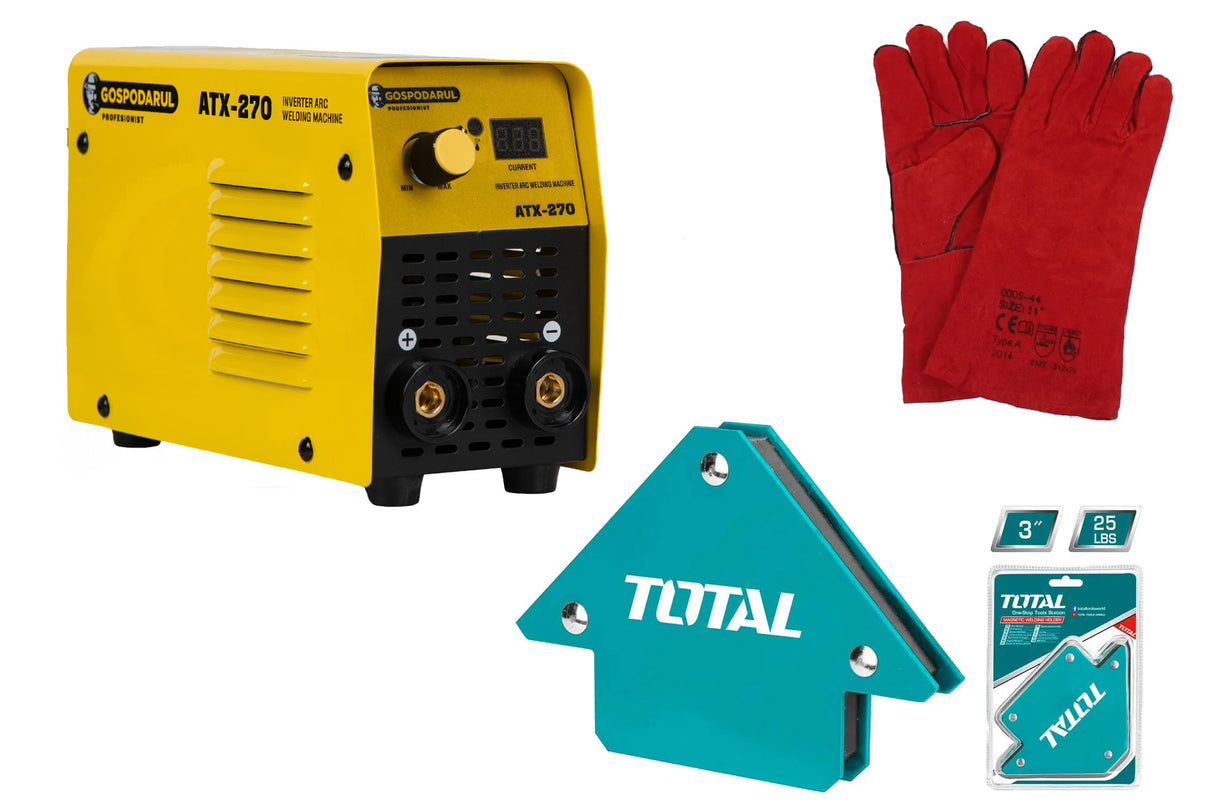 Aparat de sudura cu invertor Gospodarul Profesionist ATX270, 270Ah + Manusi pentru sudura, coltare magnetice sudura, 1, atomico.ro