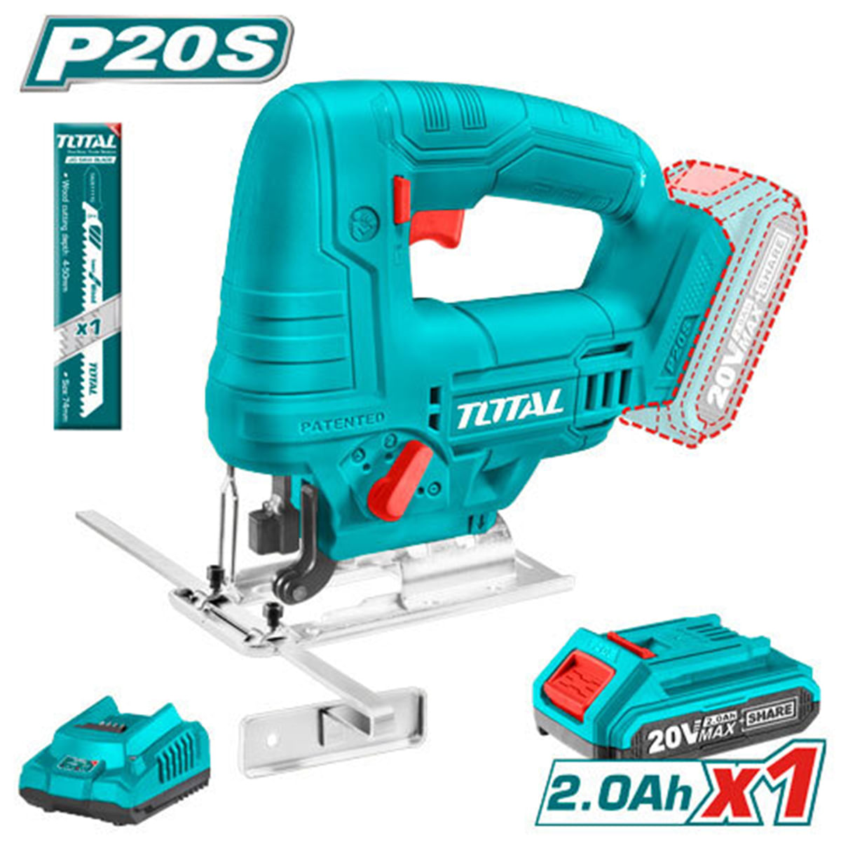 Fierastrau pendular TOTAL - LI-ION 20V Include acumulator si incarcator, 4, atomico.ro