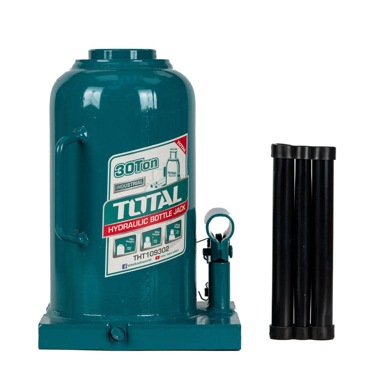 Cric hidraulic auto TOTAL Industrial - butelie - 30T, 3, atomico.ro