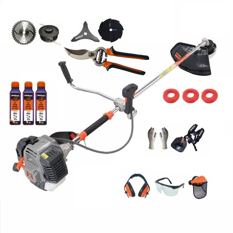 Motocoasa profesionala WOLFSON TRX-800 ,15 accesorii, ham profesional, 3 sticle de ulei rou + foarfeca taiere via, 1, atomico.ro
