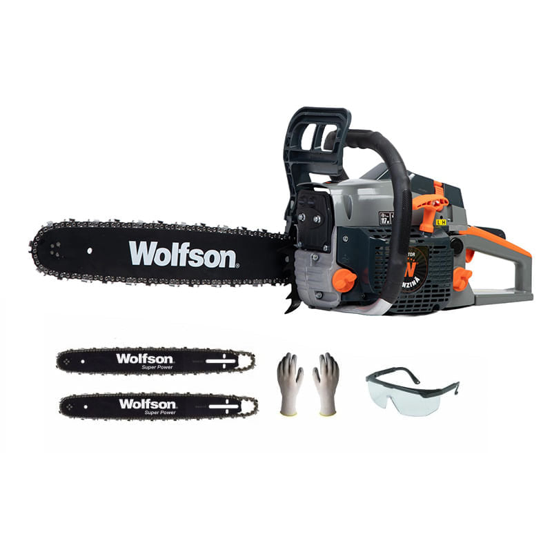 Drujba pe benzina WOLFSON STX-580, 2.6CP, 52CC, 2 lame + 2 lanturi Cadou Ochelari + Manusi, 1, atomico.ro