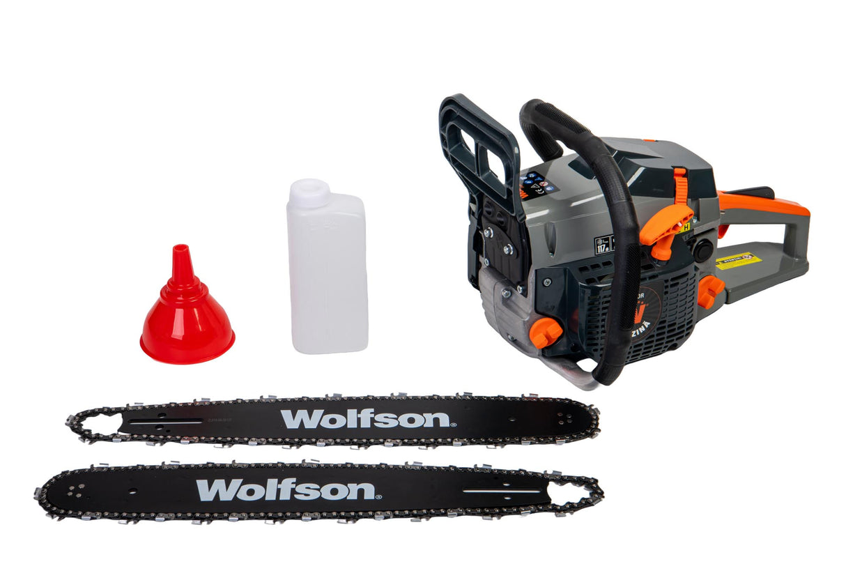 Drujba pe benzina WOLFSON STX-580, 2.6CP, 52CC, 2 lame + 2 lanturi Cadou Ochelari + Manusi + 3 Ulei 0.1L, 2, atomico.ro