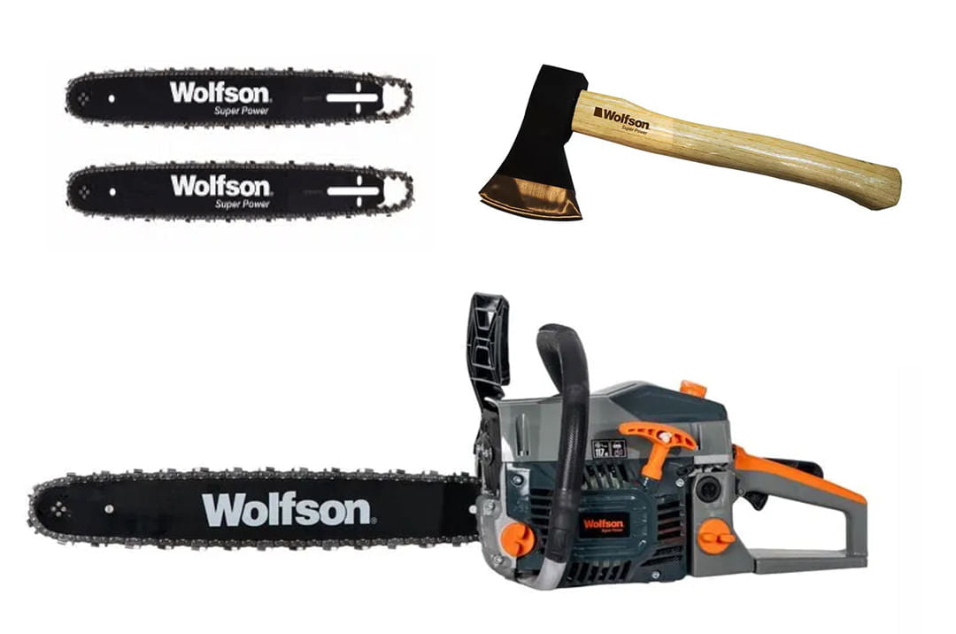 Drujba pe benzina WOLFSON STX-620, 3.5CP, 58CC, 2 lame, 2 lanturi + toporisca Wolfson 600g, 1, atomico.ro