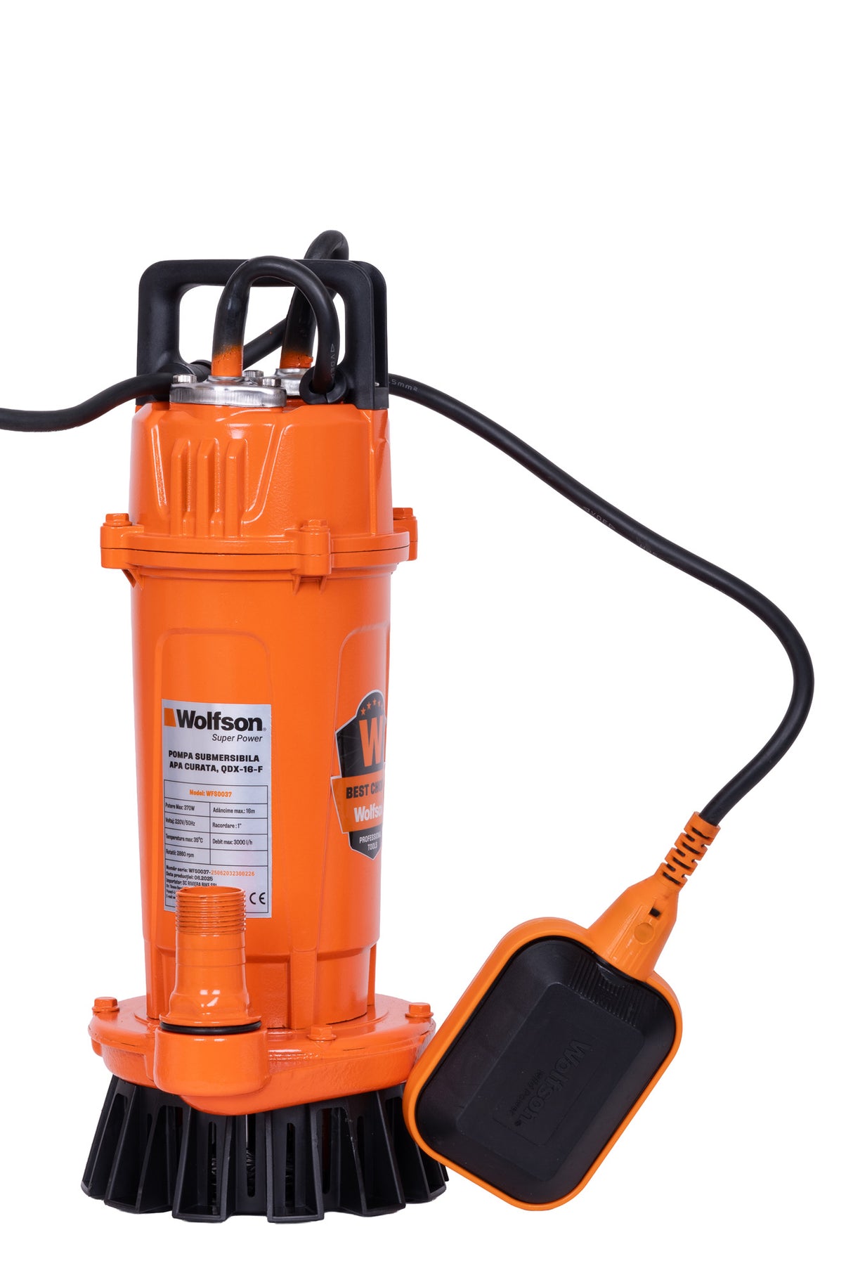 Pompa submersibila apa curata cu plutitor Wolfson QDX-16-F, 370W, 3000 l/h, 1, atomico.ro
