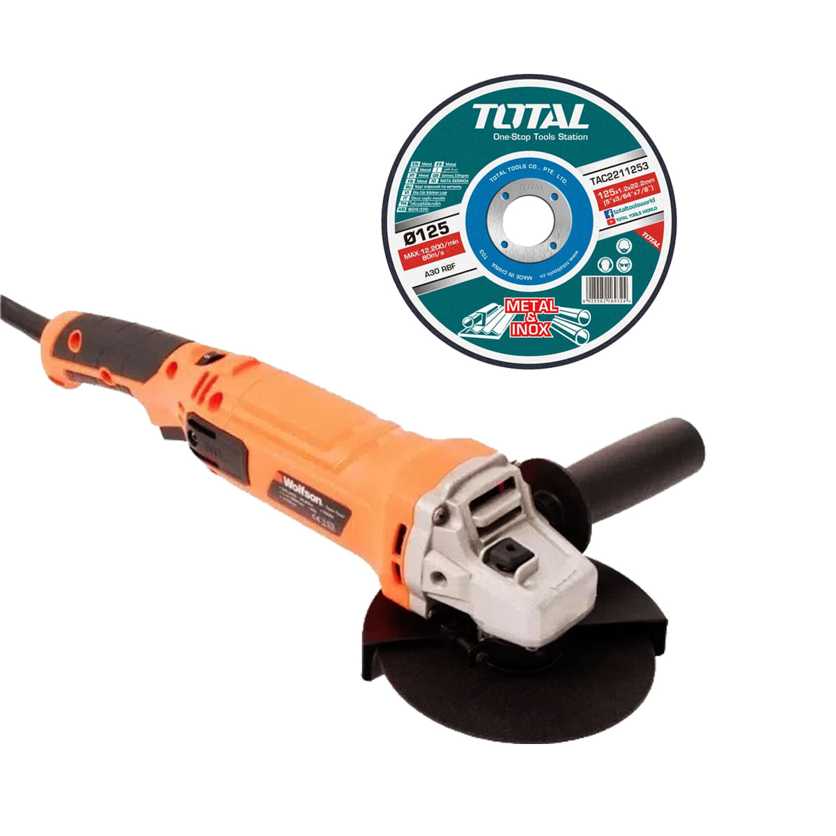 Polizor unghiular cu variator Wolfson - 1050W, 125mm cu disc debitat metale inclus, 1, atomico.ro