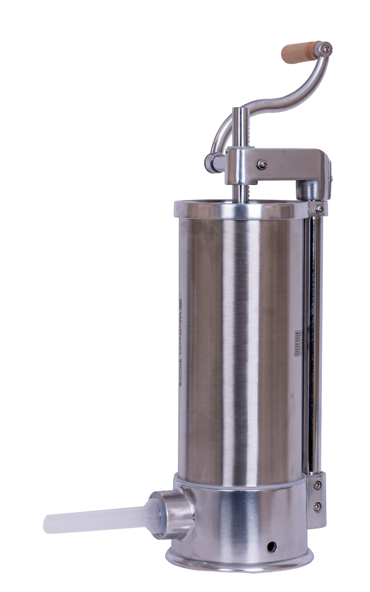Masina manuala de umplut carnati Wolfson Home K2070SV 6 kg, corp inox si aluminiu, 6 palnii, actionare cu cremaliera, montaj vertical, 1, atomico.ro