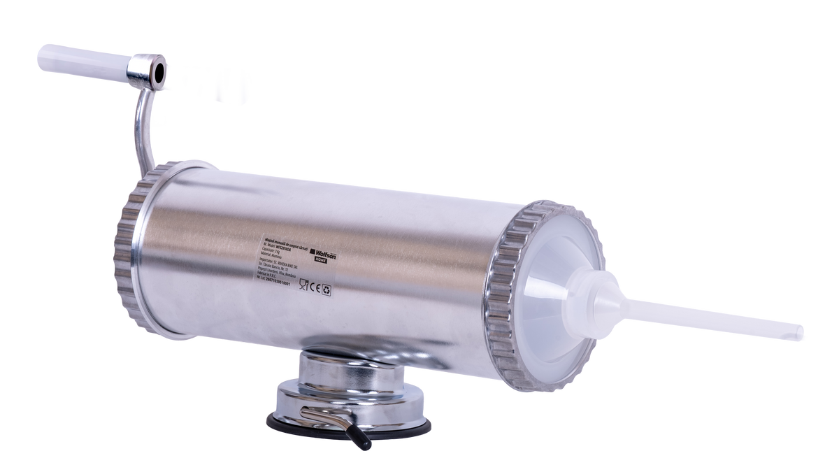 Masina manuala de umplut carnati Wolfson Home K2005A, 3 kg, corp aluminiu, cu ventuza, 5 palnii, montaj orizontal, 4, atomico.ro