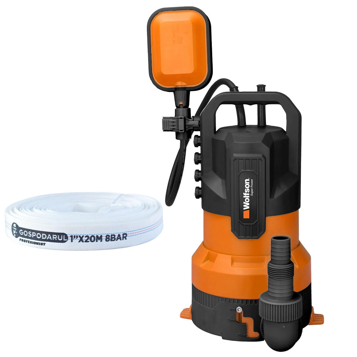 Pompa de apa murdara Wolfson din plastic, 3 IN 1 - 850W + furtun 20m, 1, atomico.ro