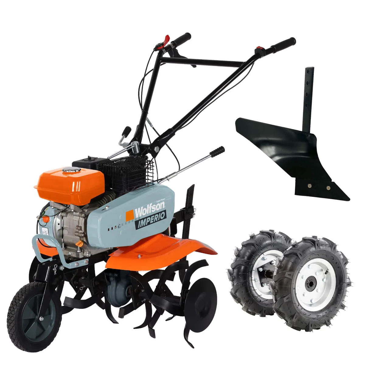 Motosapa pe benzina Wolfson Imperio, 7CP, 212cc, latime de lucru 80cm, cu roti de transport + plug arat, 1, atomico.ro