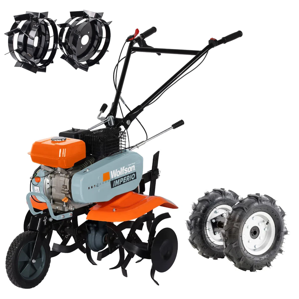 Motosapa pe benzina Wolfson Imperio, 7CP, 212cc, latime de lucru 80cm, cu roti de transport + roti metalice 4.00x8, 1, atomico.ro