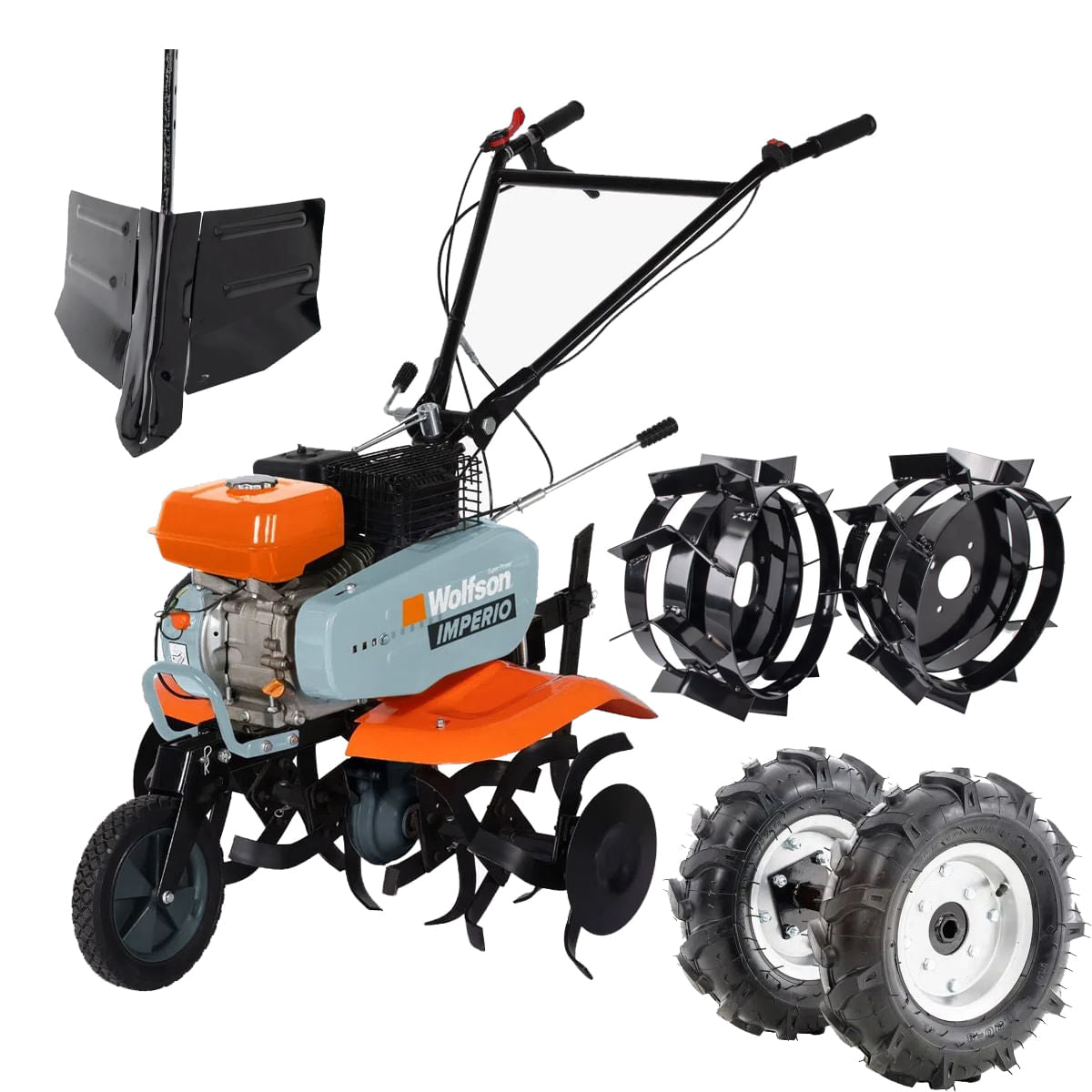 Motosapa pe benzina Wolfson Imperio, 7CP, 212cc, latime de lucru 80cm, cu roti de transport + roti metalice si rarita reglabila, 1, atomico.ro