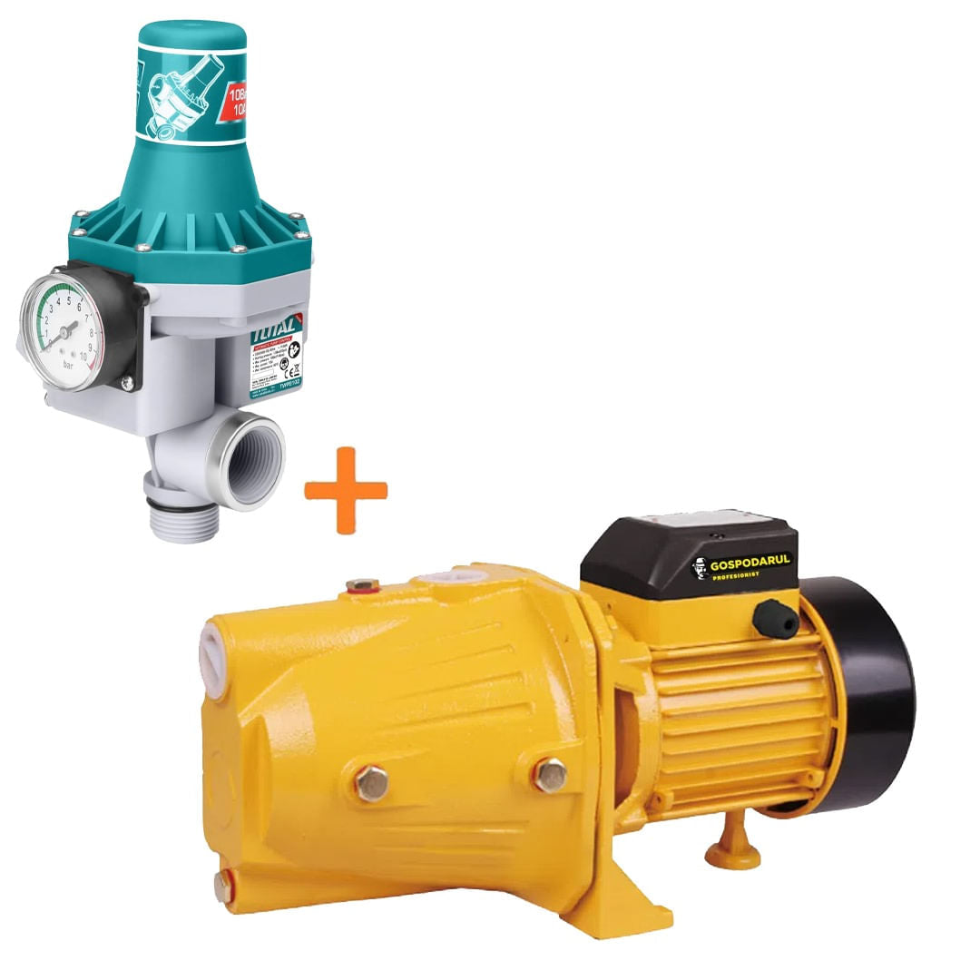 Pompa de suprafata apa curata Gospodarul Profesionist Jet-100L - 800W, 3200 l/h cu presostat automat Total, 1, atomico.ro