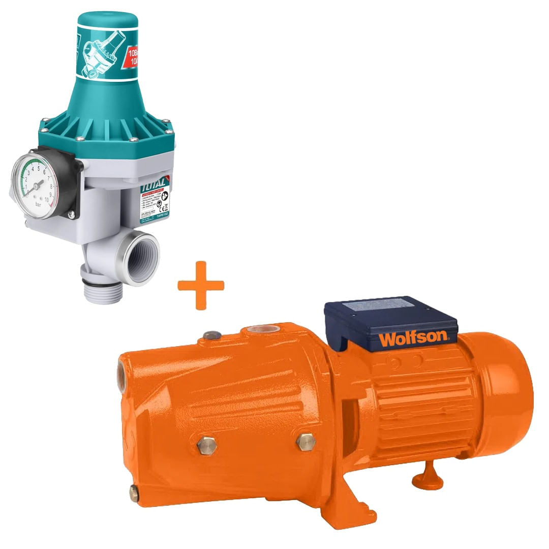 Pompa de suprafata centrifugala apa curata Wolfson Jet-100L, 800W, 3200 l/h cu presostat automat Total, 1, atomico.ro