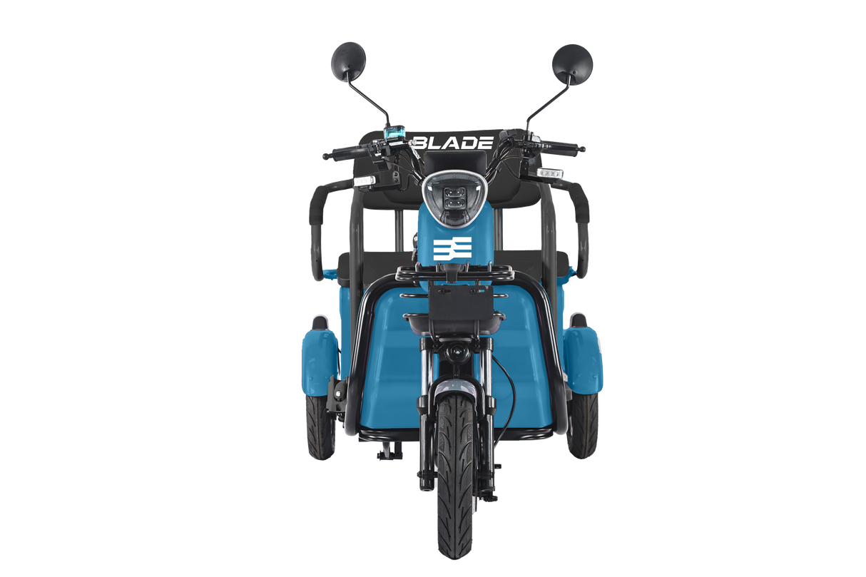 Triciclu electric Blade TRIP X2 2000 W, 25 km/h, autonomie pana la 70 km, baterie plumb- acid 72 V 20 Ah, greutate maxima 160 kg, Fara permis, albastru-negru, 2, atomico.ro