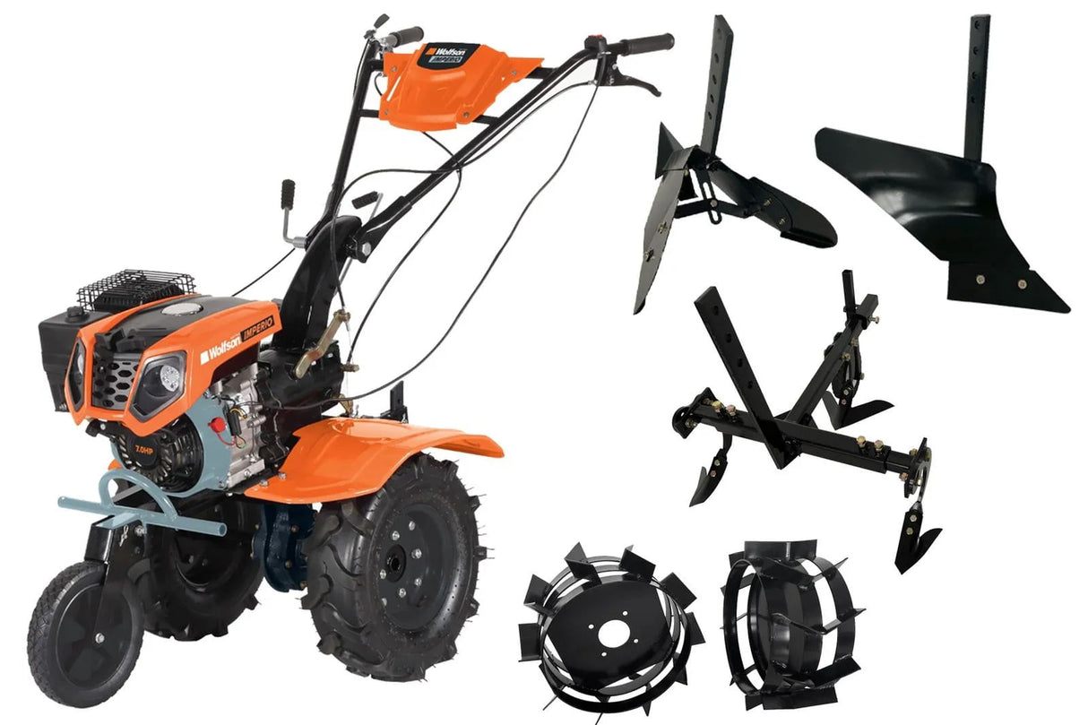 Motocultor Wolfson Imperio 8001, 8 CP, cu far si accesorii plug, rarita, roti de transport 6,50X8, roti metalice, prasitoare - Resigilat, 1, atomico.ro