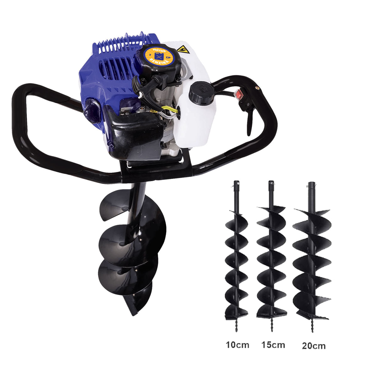 Motoburghiu foreza de pamant Kamrad KMR-520, 7CP, 3 burghie incluse 100, 150 si 200mm, 2, atomico.ro