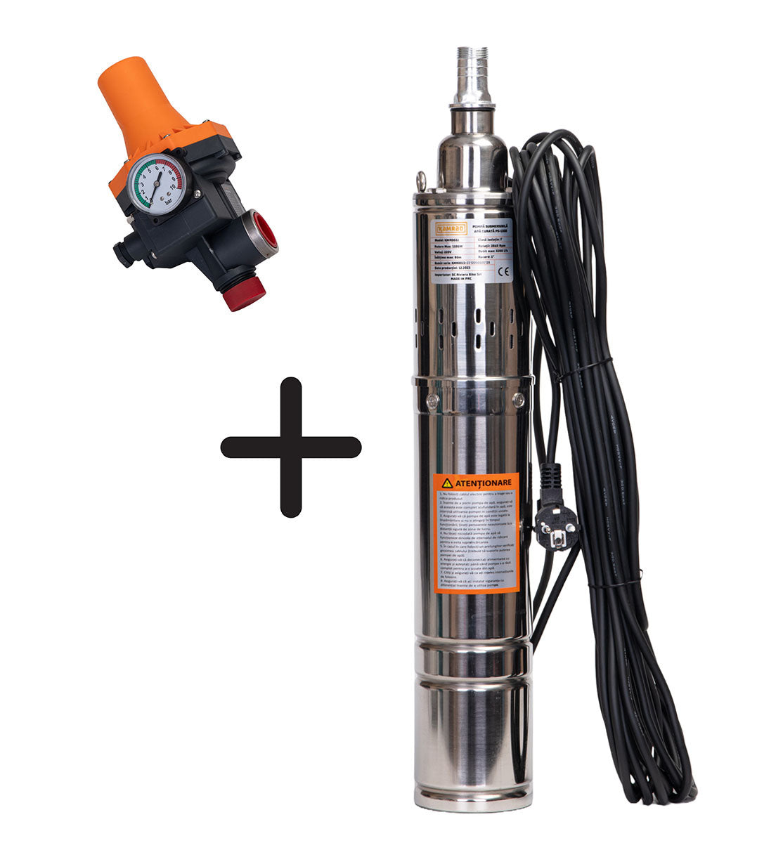 Pompa submersibila apa curata Kamrad PS-1300, 1100W, 3200L/h, 1 tol+ presostat automat Wolfson, 1, atomico.ro