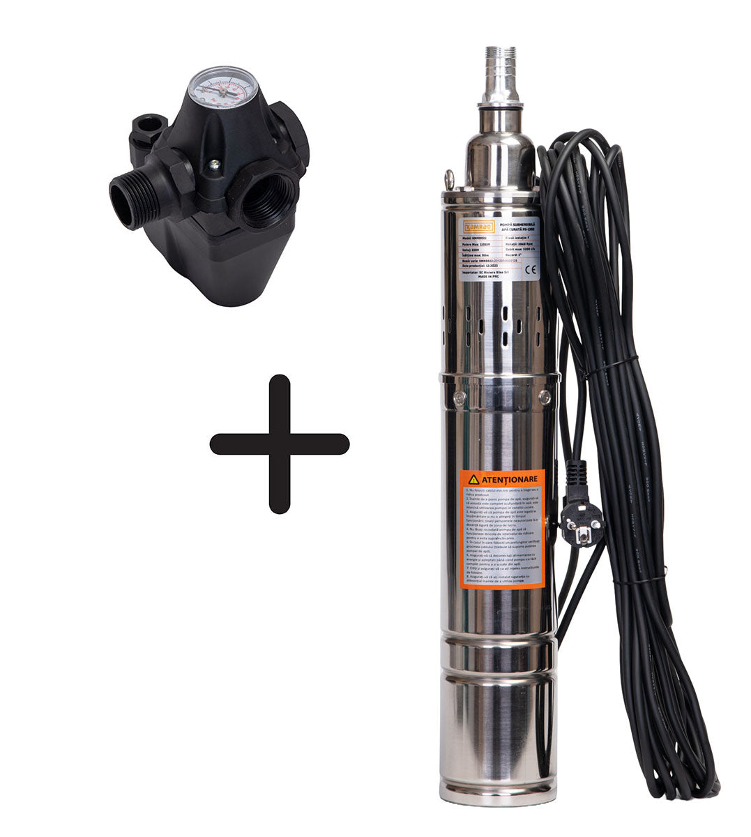 Pompa submersibila apa curata Kamrad PS-1300, 1100W, 3200L/h, 1 tol+ presostat mecanic Gospodarul Profesionist, 1, atomico.ro