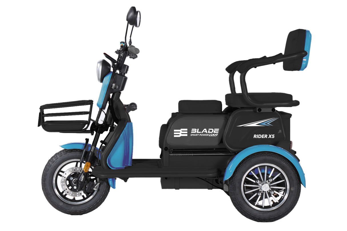Triciclu electric persoane BLADE VIVA 14, 1200W, 60V 20Ah, 25 km/h, fara permis, autonomie 50 km, albastru-negru, 1, atomico.ro