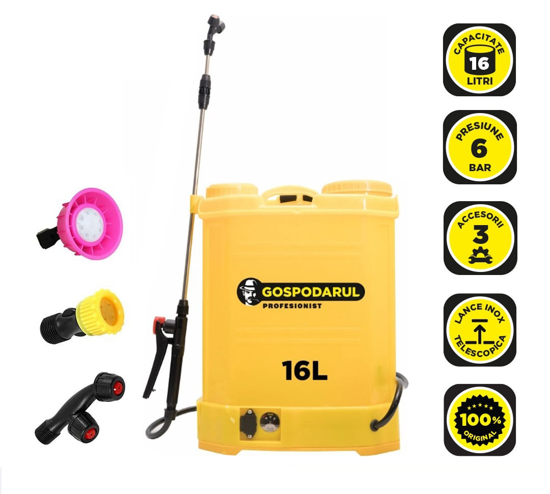 Pompa de stropit Gospodarul Profesionist - capacitate 16L, cu baterie, 2, atomico.ro
