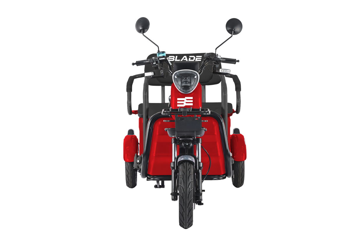 Triciclu electric Blade TRIP X2 2000 W, 25 km/h, autonomie pana la 70 km, baterie plumb- acid 72 V 20 Ah, greutate maxima 160 kg, Fara permis, rosu-negru, 2, atomico.ro