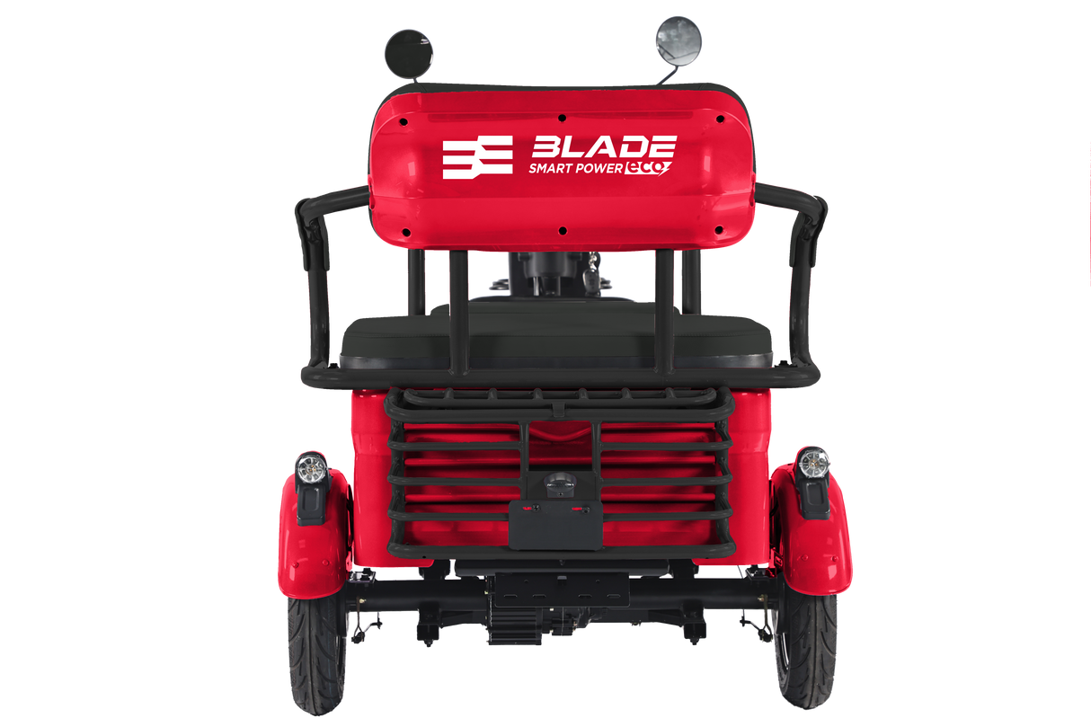 Triciclu electric Blade TRIP X2 2000 W, 25 km/h, autonomie pana la 70 km, baterie plumb- acid 72 V 20 Ah, greutate maxima 160 kg, Fara permis, rosu-negru, 3, atomico.ro