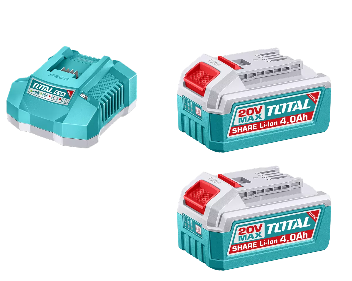 Set TOTAL 20V, 2 acumulatori Li-Ion 4Ah, incarcator inclus, 1, atomico.ro