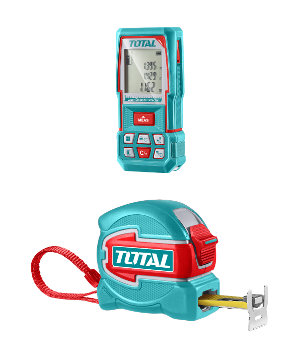 Kit combo TOTAL telemetru laser 0.05-100 m si ruleta 5 m x 32 mm, 1, atomico.ro